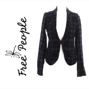 FREE PEOPLE black plaid, wool blazer